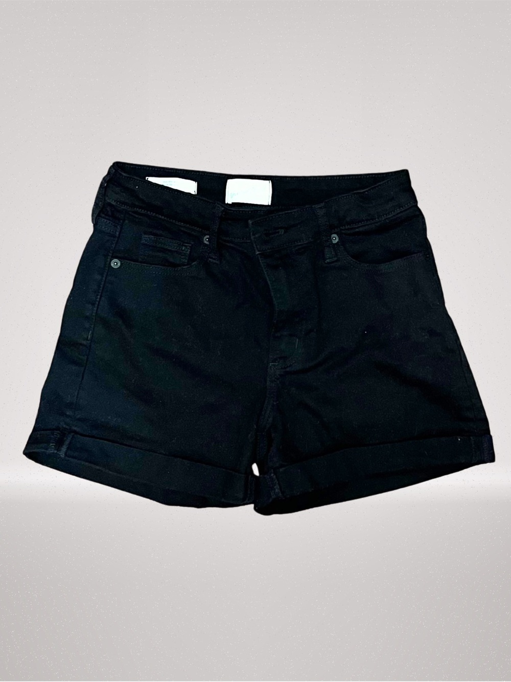 Universal Thread Women’s Size 4/27 Black High Rise Midi Denim Shorts Cuffed